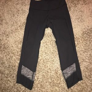 Lululemon leggings black with gray and mesh